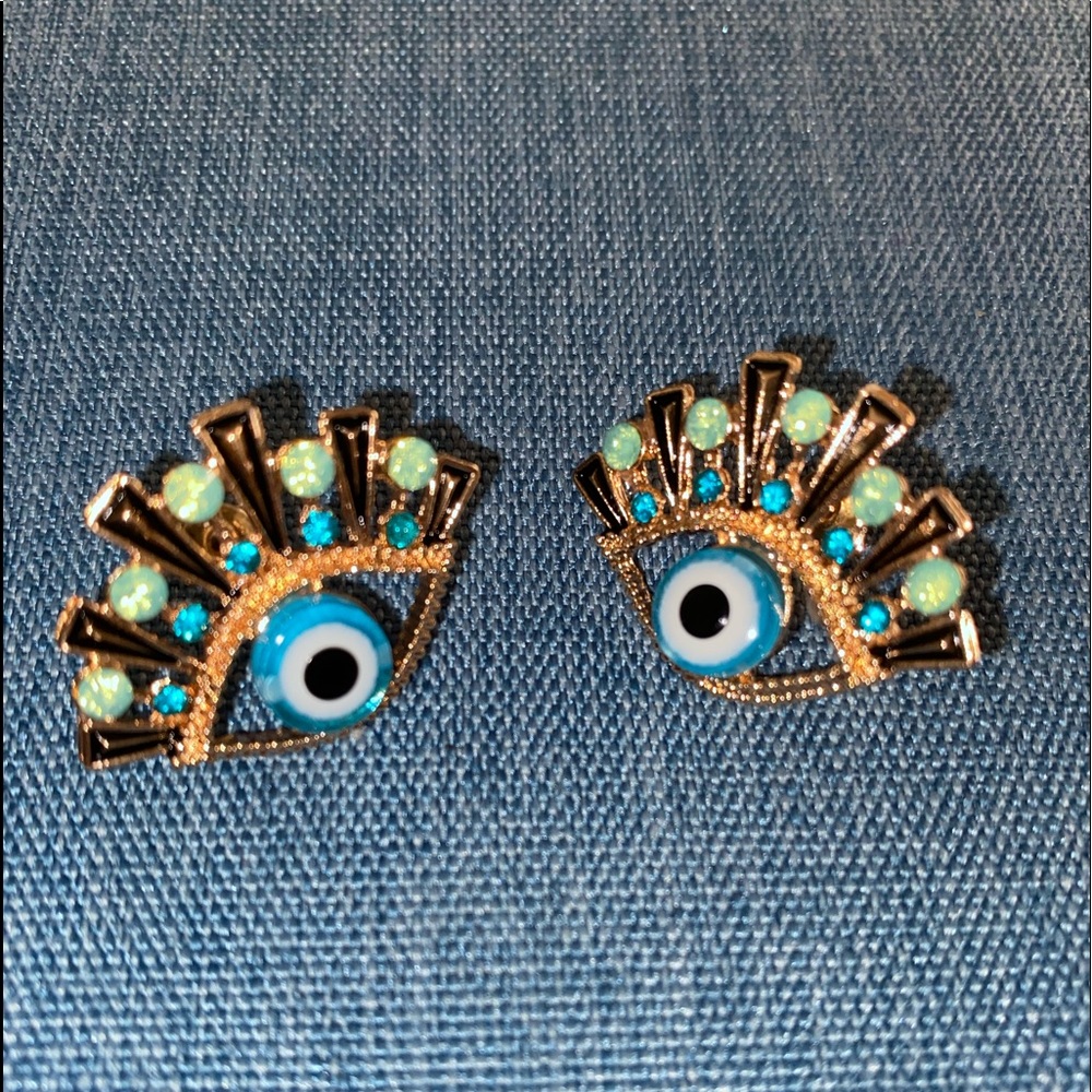 Gold Evil Eye stud earrings